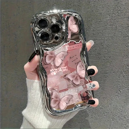 1pc Apple iPhone Case 7/8 with Full-Screen Dopamine Pink Butterfly Pattern, Suitable for iPhone X/XS/XR, Full-Body Protective Cover for 11/12/13 PLUS, Daily Travel Y2K Trendy Fashion Accessory for Photography - Perfect Birthday Gift or Holiday Choice for