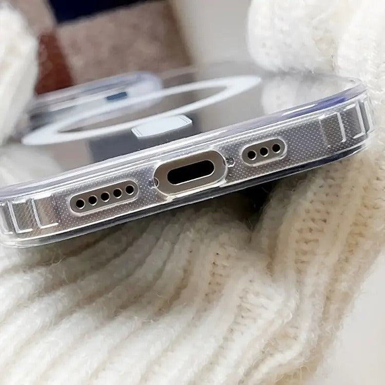 The Transparent Magnetic Phone Case Is Suitable for High-Definition Clarity And Does Not Interfere with The Screen Protector for Apple Iphone Models from X to 16 Series, Featuring a Hard Back And Soft Edges.