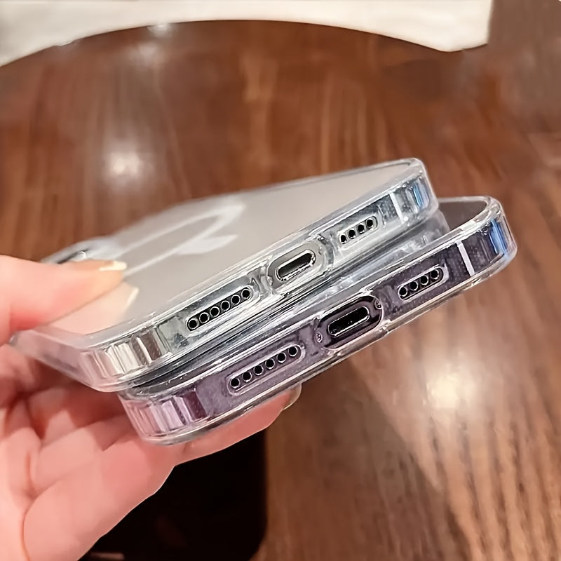 The Transparent Magnetic Phone Case Is Suitable for High-Definition Clarity And Does Not Interfere with The Screen Protector for Apple Iphone Models from X to 16 Series, Featuring a Hard Back And Soft Edges.