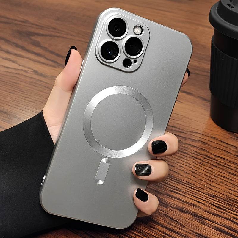 Luxury Matte Magnetic Wireless Charging Case Compatible with for iphone 16 15 14 13 12 11 Pro Max Plus with Glass Lens Protector Shockproof Soft TPU Cover