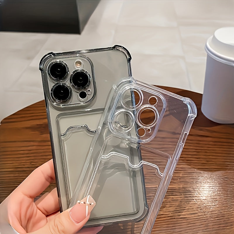 Durable Transparent TPU Phone Case with Card Slot Compatible with Iphone 15/14/13/12/11 Series - Clear Shockproof Back Cover, Compatible with Iphone 11/11 Pro/11 Pro Max/12/12 Pro/12 Pro Max/13/13 Pro/13 Pro Max/14/14 Plus/14 Pro/14 Pro Max/15/15 Plus/15