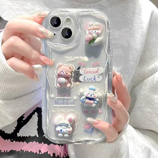 3D Cute Pet Phone Case: Overflowing with Cuteness, Good Luck 'Bunny' Arrives, Every Glance Is Sweet. This Protective Case Is Suitable for Iphone 16, 15, 14, 13, 12, 11 Pro Max, 14, 15, 16 Plus, XS, XR, X, 8, And 7.