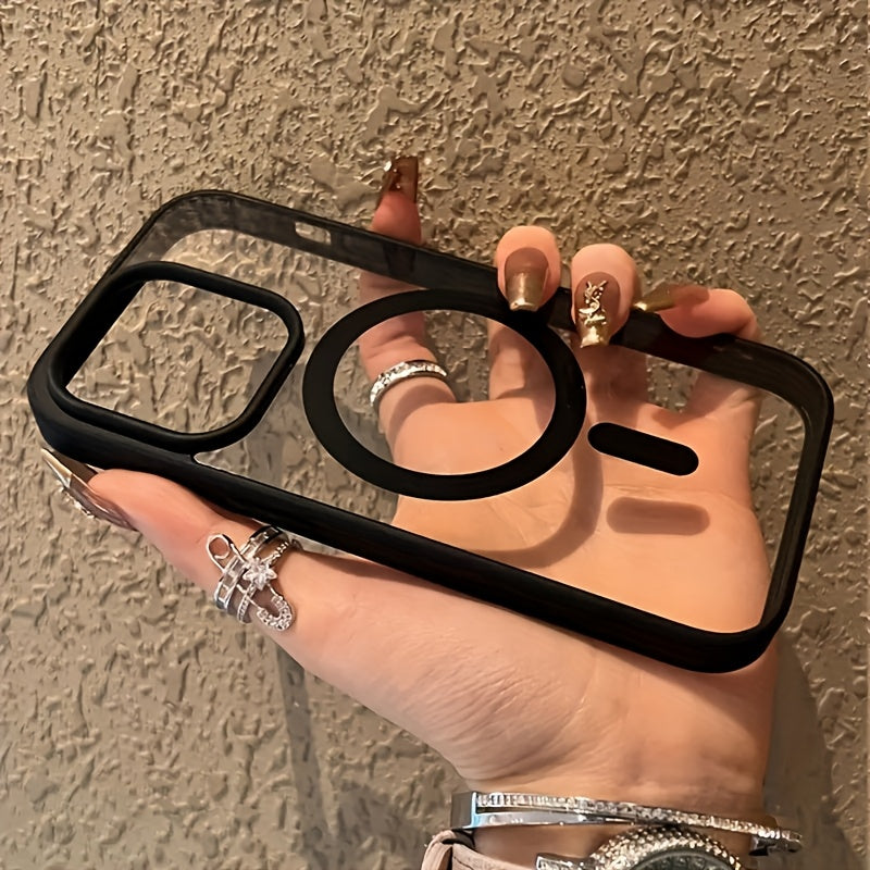 Clear Magnetic Phone Cover Compatible with Iphone Models 16, 15, 14, 13, 12, 11, 7/8/SE2/SE3, Including Mini Versions And Pro Models, Designed to Be Shock-Resistant.