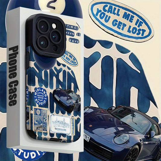 Deep Blue Style Element Collage Phone Case for Iphone 16/16 Plus/16 Pro/16 Pro Max/Iphone 15/15 Plus/15 Pro/15 Pro Max/Iphone 14/14 Plus/14 Pro/14 Pro Max/Iphone 13/13 Pro/13 Pro Max/Iphone 12/12 Pro/12 Pro Max/Iphone 11/11 Pro/11 Pro Max, Shockproof, Dir