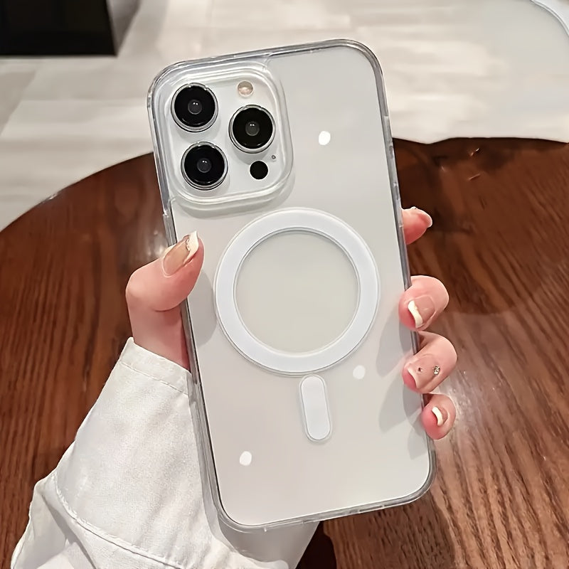 The Transparent Magnetic Phone Case Is Suitable for High-Definition Clarity And Does Not Interfere with The Screen Protector for Apple Iphone Models from X to 16 Series, Featuring a Hard Back And Soft Edges.